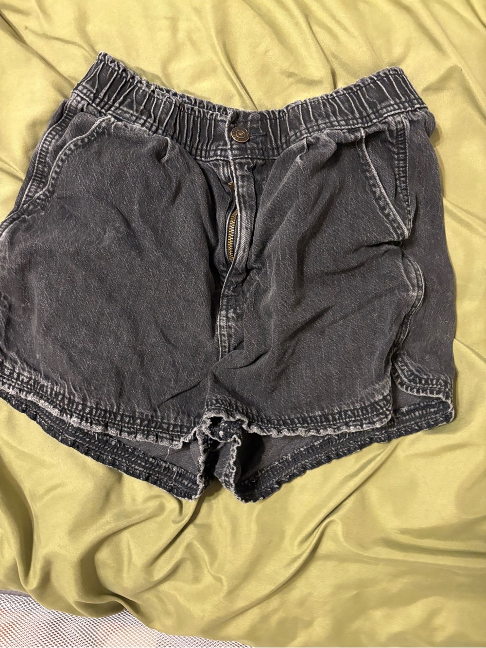 American Eagle Outfitters Washed Black High-Rise Denim Shorts
